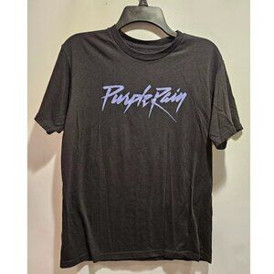 Prince Purple Rain Short Sleeve Graphic T-Shirt Spellout Logo Black Unisex M